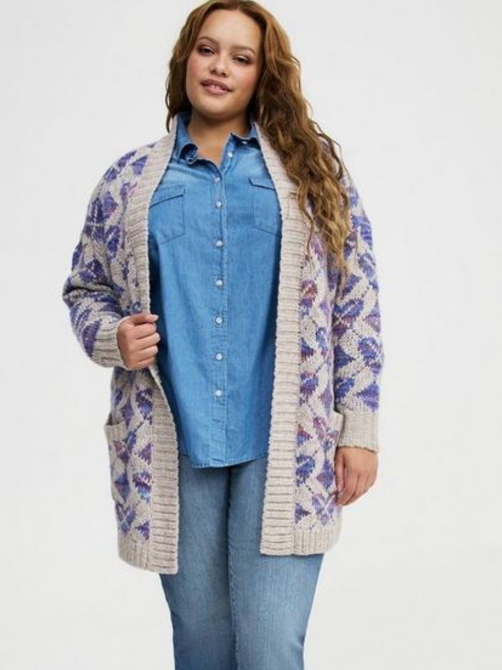 NWT Torrid Jacquard Open Front Cardigan Hearts Pattern - Picture 2 of 9